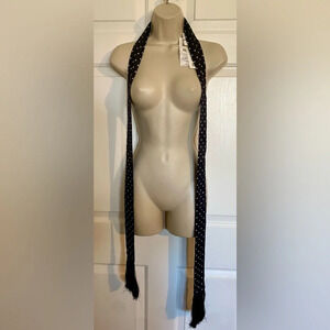 Zara Black White Polkadot Tassel Belt Scarf Accessory